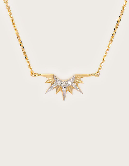 three stories Half Sunburst Love Explosion Pave Necklace