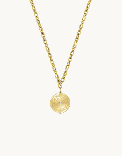ef collection jumbo gold and diamond fluted disc chain necklace