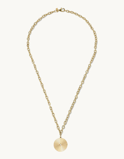 ef collection jumbo gold and diamond fluted disc chain necklace
