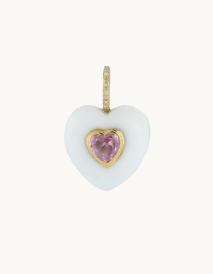 kate collins white onyx stone heart pendant