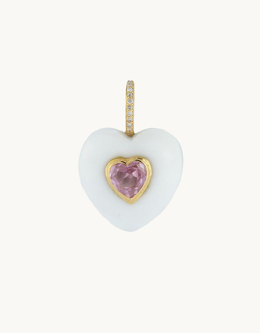 kate collins white onyx stone heart pendant