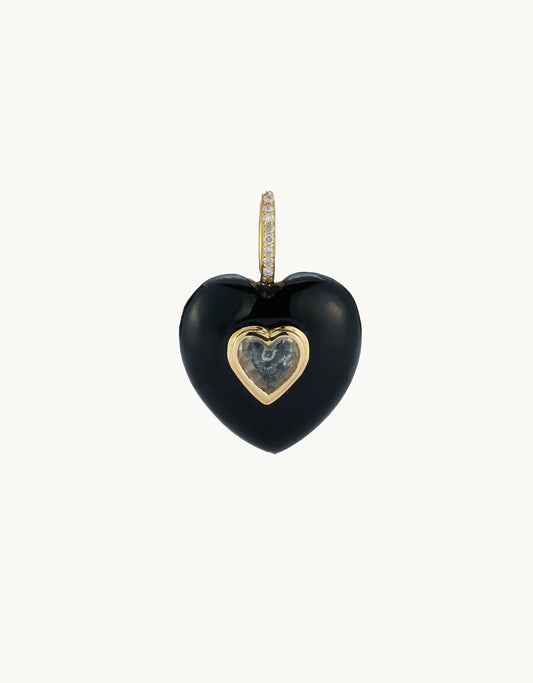 kate collins black onyx stone heart pendant