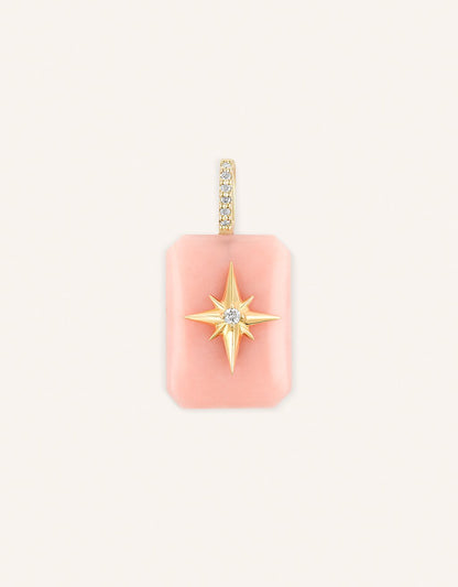 kate collins small emerald cut pink opal charm