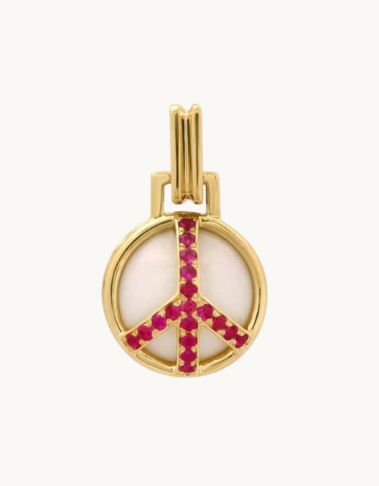 helena rose mini peace pendant in White Onyx and Ruby