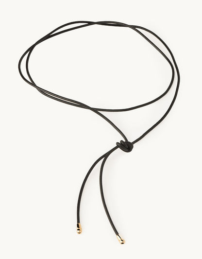 PDPAOLA Dana Leather Bow Necklace