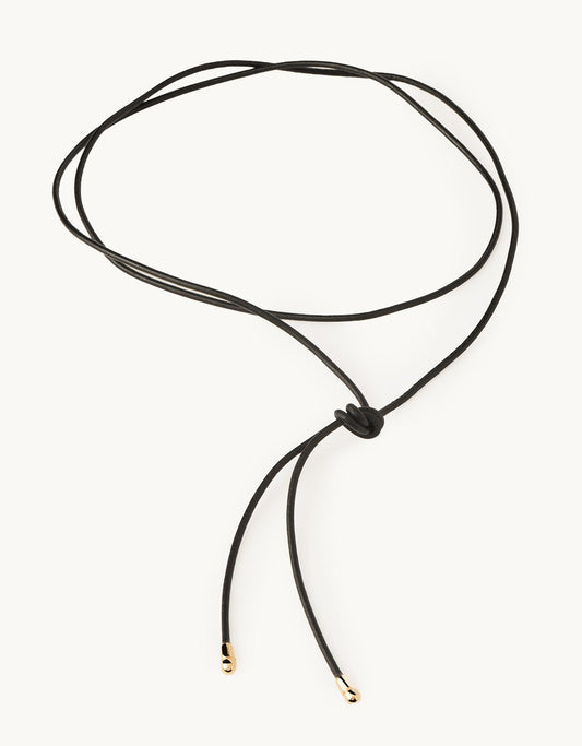 PDPAOLA Dana Leather Bow Necklace